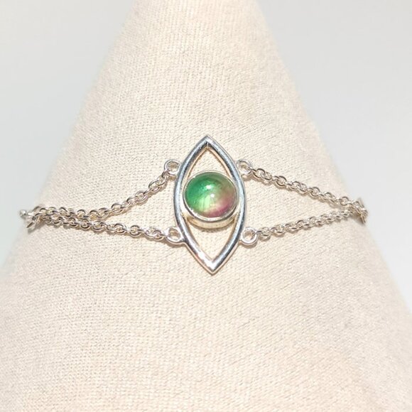 Natural Mystic Quartz Stone Chain Bracelet - Dainty 925 Sterling Silver for Her - Picture 3 of 9